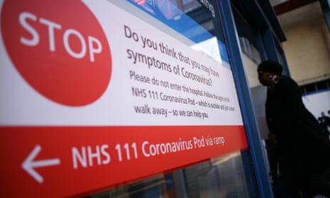 A coronavirus warning sign at a hospital in London