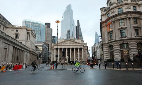 Bank junction in the heart of the City of London on 4 January 2021.