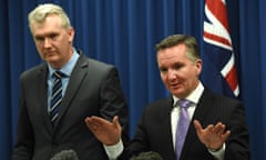 The opposition finance spokesman, Tony Burke, and the shadow treasurer, Chris Bowen