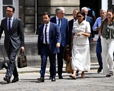 Rassemblement National's MPs Renaud Labaye, Jean-Philippe Tanguy, Jean-Paul Garraud, Laure Lavalette and Caroline Parmentier arrive to attend the verdict in the appeal trial in Paris, France.