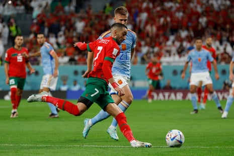 Hakim Ziyech in action for Morocco.
