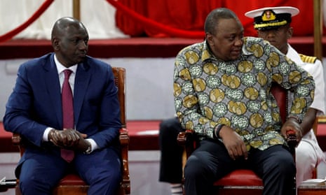 Kenya’s President Uhuru Kenyatta, right, and his deputy, William Ruto, at the launch of the building bridges initiative. Ruto has since come out against the plan, straining relations between the two. 