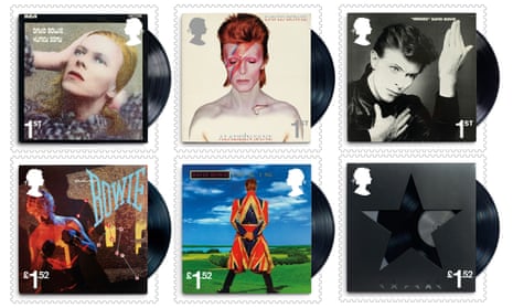 Six of the 10 stamps the Royal Mail is issuing as a tribute to David Bowie.