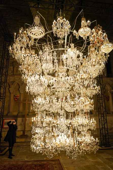 Blinding … Ai Weiwei’s Illuminated Bottle Rack in 2023.