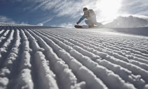 Going downhill fast on groomed snow at Chandolin,.