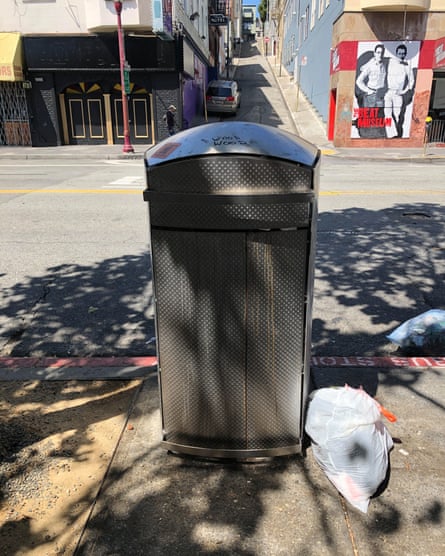 A prototype of a Soft Square trash can in San Francisco.