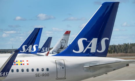 Scandinavian Airlines (SAS) planes at the Arlanda airport, north of Stockholm.