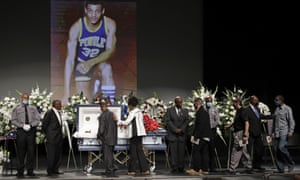 Mourners view the body of Dave Patrick Underwood after a memorial service on 19 June 2020, in Pinole, California.