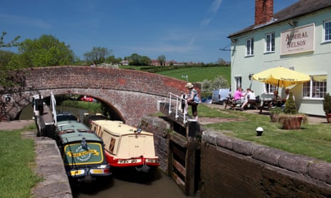 Lock stock … narrowboats on the Grand Union Canal by the Admiral Nelson pub at Braunston.