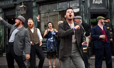 Actors recreate scenes from the show on the streets of Digbeth.