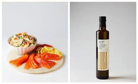 Locatelli’s smoked salmon with Russian salad and olive oil.