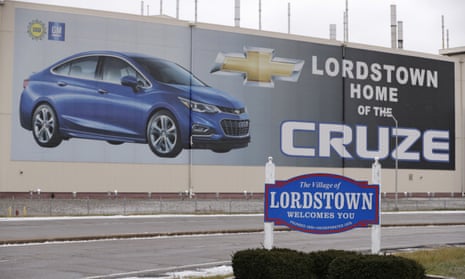A mural in Lordstown, Ohio. The GM plant here employs 1,600 workers.