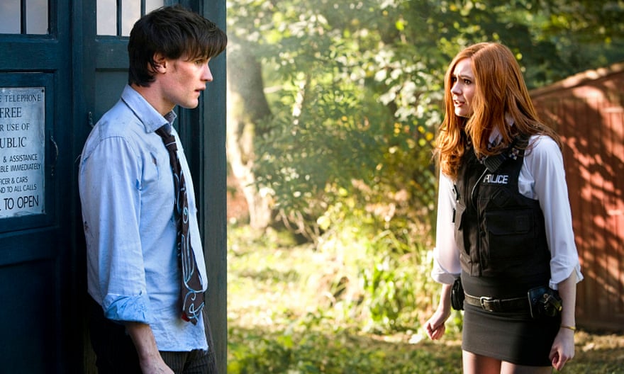 Gillan as Amy Pond, with Matt Smith, in Doctor Who in 2010.
