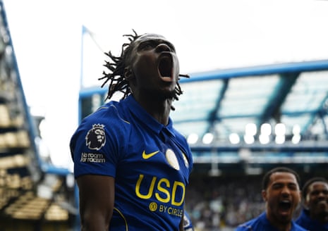 Chelsea's Romeo Lavia scores their first goal.