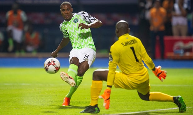 Odion Ighalo scores for Nigeria against Burundi in the 2019 Africa Cup of Nations.