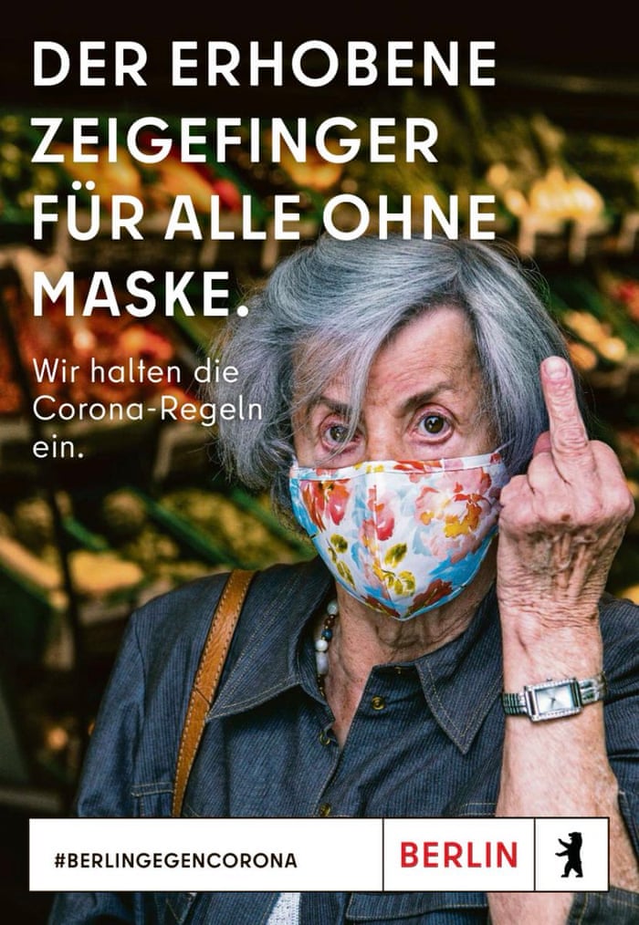 Berlin Gives Middle Finger To Anti Maskers In Tourism Agency Ad Germany The Guardian