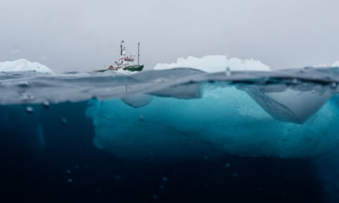 Greenpeace ship Arctic Sunrise in Hope Bay, the Antarctic Sound