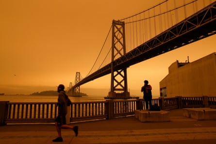 Wildfires turned the sky over the San Francisco Bay Bridge orange this summer, the hottest on record in the northern hemisphere.