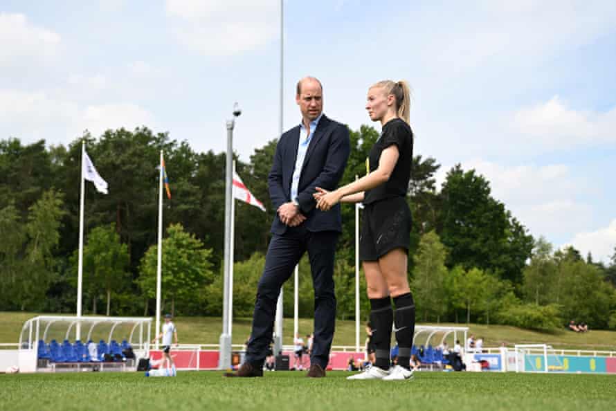 Leah Williamson, who is in the 23, gets a royal visit at training.