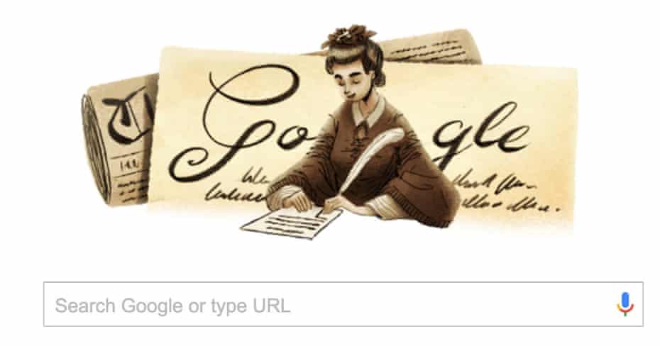 The Google doodle honouring Henrietta Augusta Dugdale, who became the first Australian woman to publicly call for women’s equality with a letter published in Melbourne’s Argus newspaper