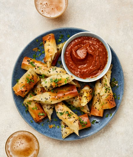 Yotam Ottolenghi’s potato and cheddar cigars with spiced ketchup.
