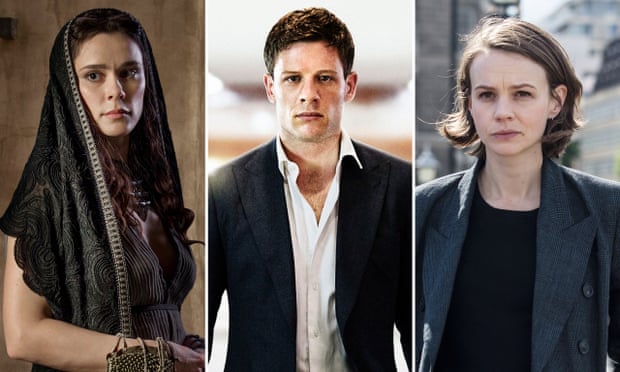 Bella Dayne in Troy: Fall of a City; James Norton as Alex in McMafia, and Carey Mulligan as Kip Glaspie in Collateral.