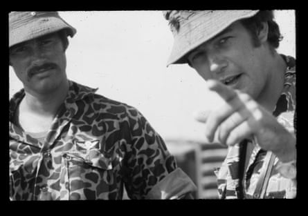 Tim Page with Sean Flynn – Errol Flynn’s son, who disappeared in Vietnam – at a hovercraft base, Dong Tam, east of the Perfume river, 1968