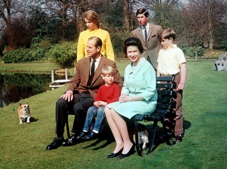 Queen Elizabeth II and the Duke of Edinburgh and family in the garden at Frogmore Estate, Berkshire.
