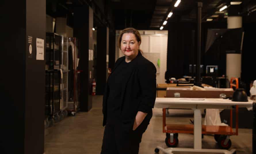 Powerhouse Chief Executive Lisa Havilah in the basement of the Powerhouse Museum with some artefact from an upcoming exhibition, Clay Dynasty opening on 28 May 2021.