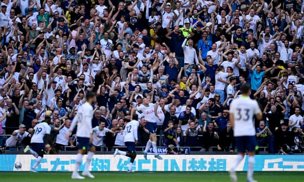 Tottenham Hotspur's Dejan Kulusevski celebrates scoring their fourth goal.