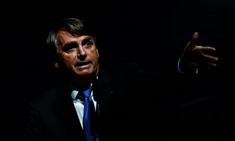 Bolsonaro at the opening of the National Agro Meeting on Wednesday. Polls suggest Bolsonaro will lose to Lula in either the first or second round.
