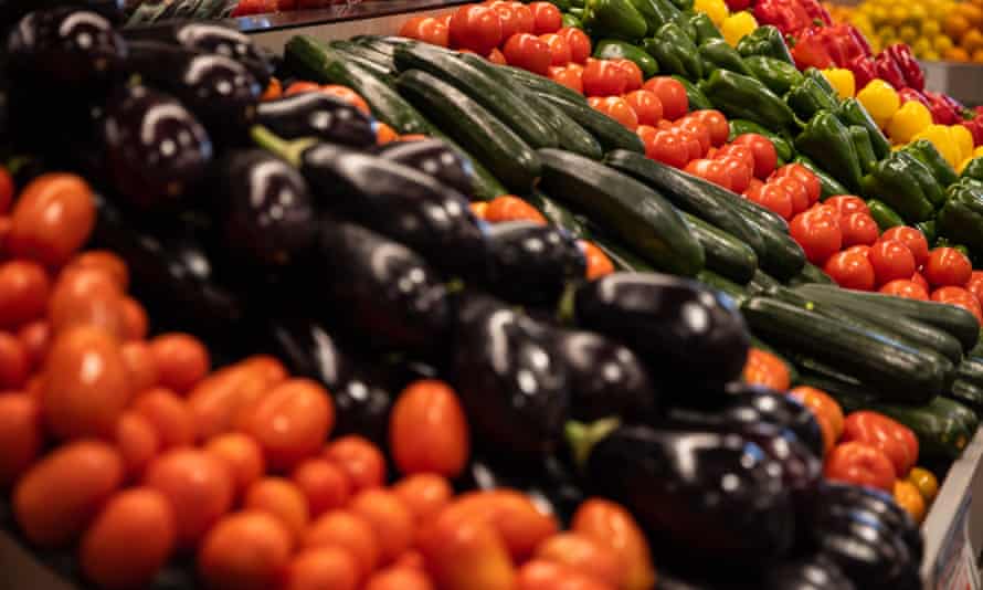 Fresh produce can be seen in a supermarket