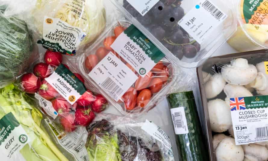 Examples of Supermarket Fruit and Veg Wrapped in Plastic
