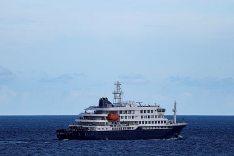 The cruise ship MV Hondius, affected by a hantavirus outbreak, leaves the port of Granadilla de Abona, in Tenerife, Spain.