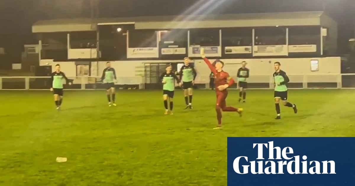 Chris Sutton's goalkeeper son Ollie scores long-range Wroxham goal - video