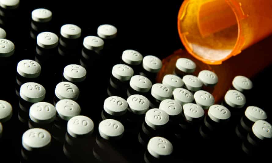 OxyContin, the drug at the center of the opioid epidemic that now kills almost 200 people a day across the US.