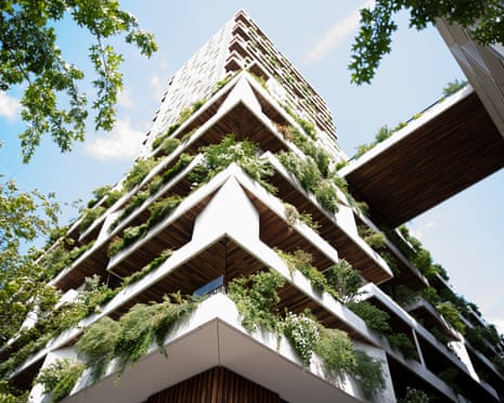 building with greenery on every level