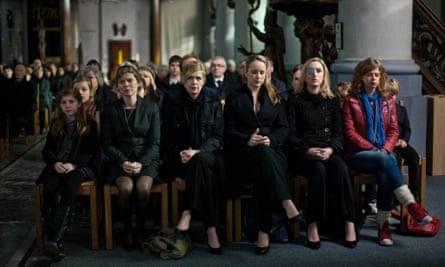 The Out-Laws: Goedele, with her four sisters, at the funeral of her husband