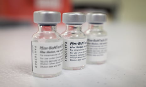 Pfizer-BioNTech Covid-19 vaccine bottles.