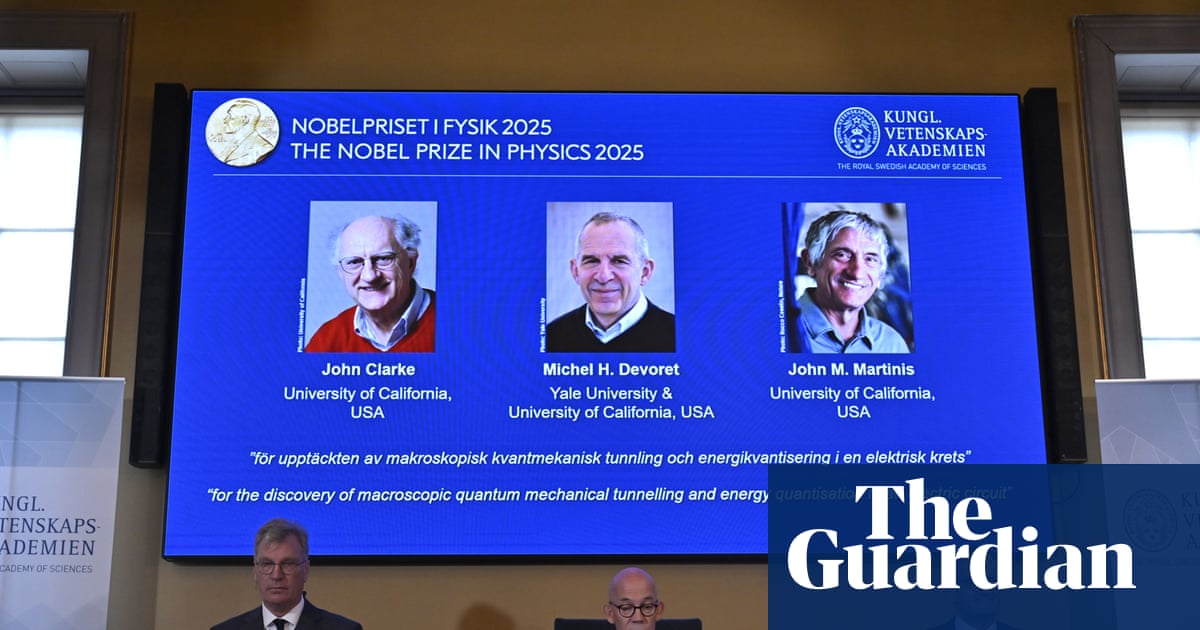 Nobel prize in physics awarded to three scientists for work on quantum mechanics