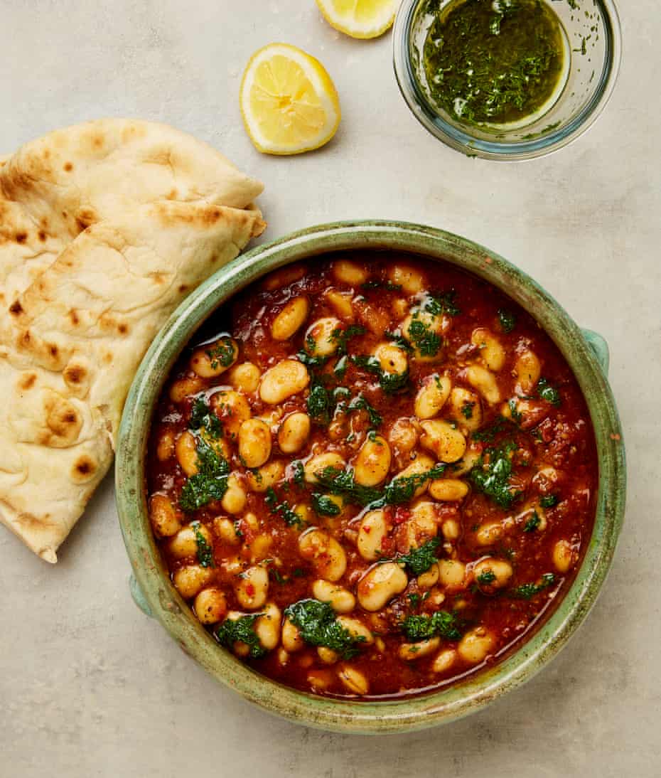Meera Sodha's tomato dill and rose harissa butter beans.