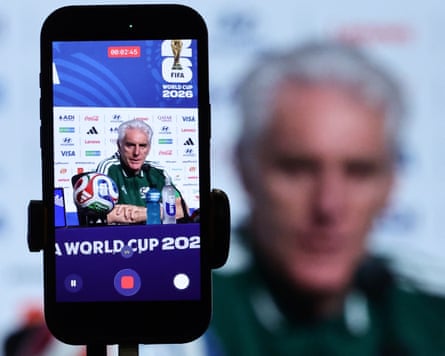 South Africa’s head coach Hugo Broos attends a press conference in Atlanta
