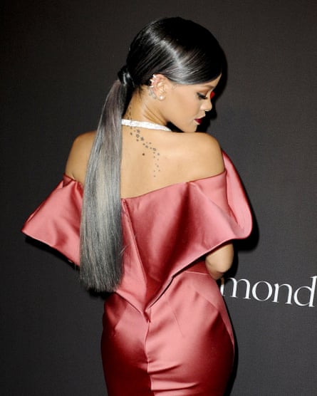 Rihanna with grey hair.