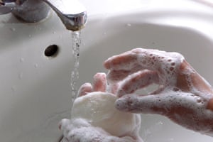 Hand washing at a sink
