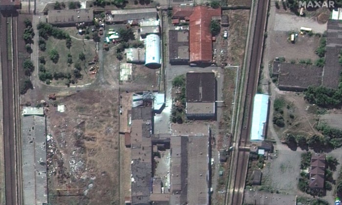 A satellite image made available by Maxar Technologies shows Olenivka prison after an attack on 29 July