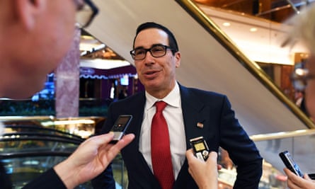 Steven Mnuchin speaks to reporters at Trump Tower in New York