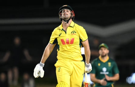 Mitchell Marsh of Australia reacts after being dismissed for 88.