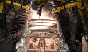 A Nissan car on the production line at its plant in Sunderland.