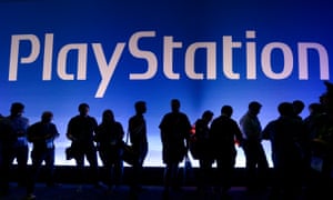 Gamers at the Sony Playstation booth during the annual E3 gaming conference