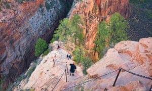 The Angels Landing trail at Zion national park. Zion is one of the most visited in the United States.
